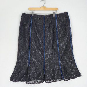 Ashro Skirt Womens 20 Black Blue Lace A Line Trumpet Classic Pleated Flare